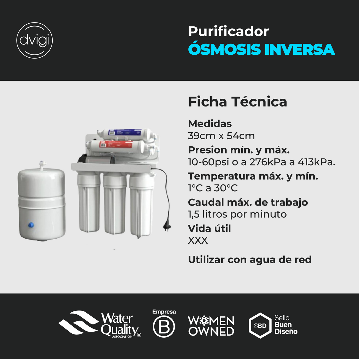 Dvigi Repuesto RO Sedimentos Polipropileno de 5-10 micras