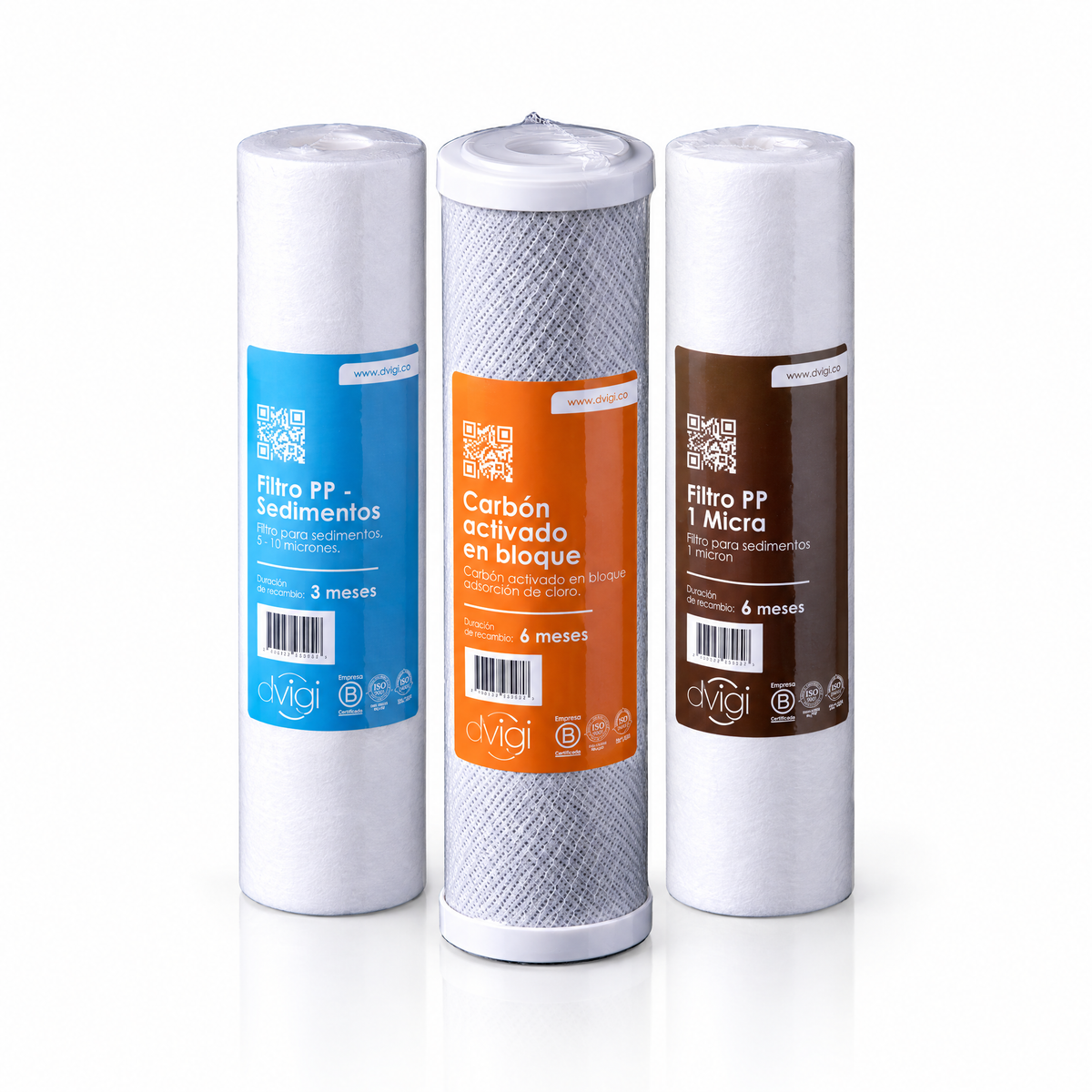 Kit Dvigi - 3 Filtros Osmosis Inversa - 6 Meses