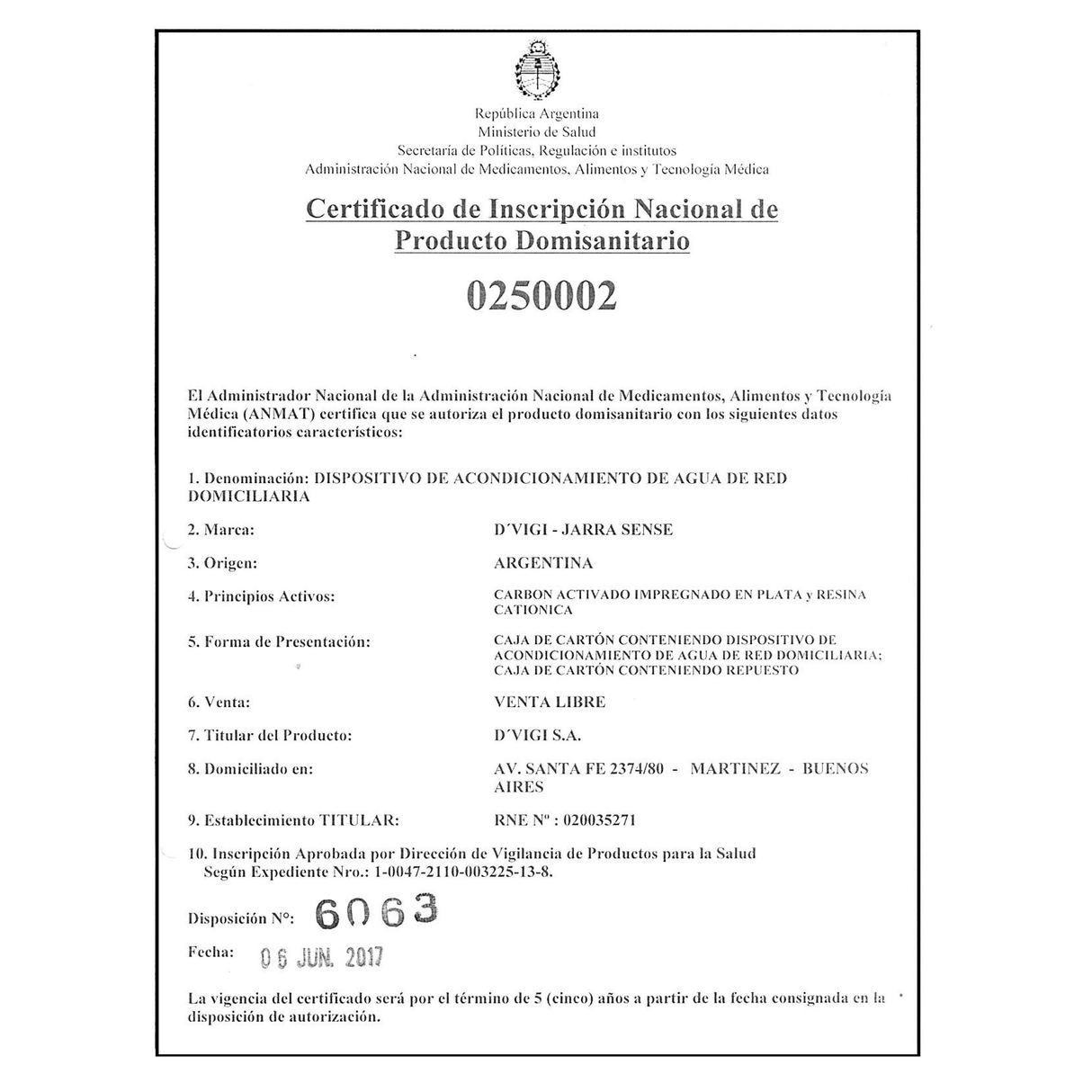 Jarra Sense DVIGI Black con 5 Filtros de Agua