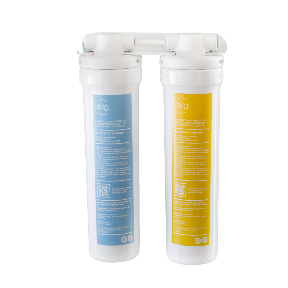 Filtro Purificador de Agua Bajo Mesa con Filtro de Sedimentos y Carbón Activado 2 etapas UltraClear Dvigi