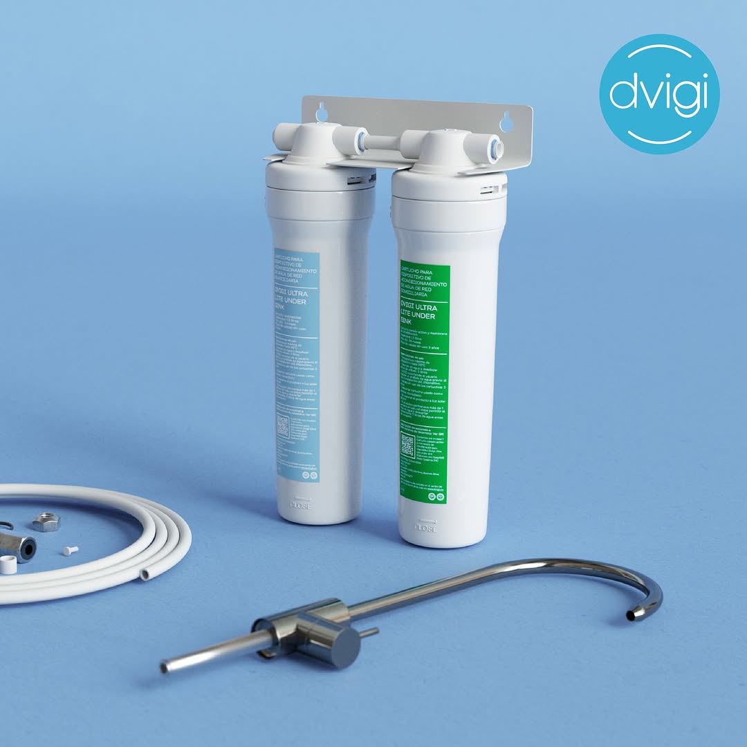Purificador de agua bajo mesada DVIGI ULTRA LITE con ultrafiltración, mangueras y canilla