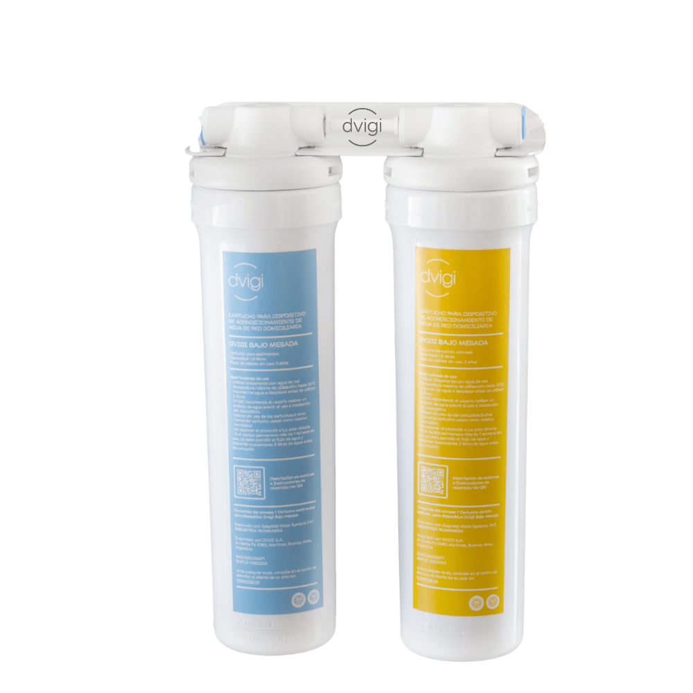 Combo de Repuestos para Purificador de Agua Bajo Mesada: Sedimentos + Carbón Activado - DVIGI Purificadores de Agua Argentina
